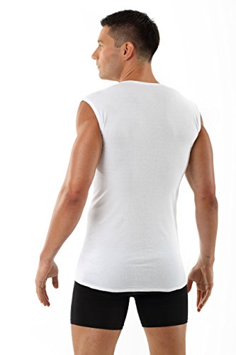 Men's Sleeveless v-Neck Business Undershirt 100% Organic Cotton White3