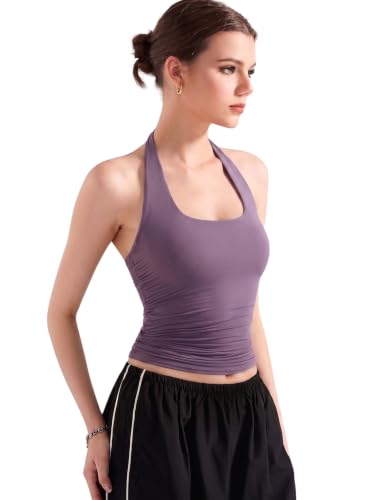 Image of Nexsus Apparels Women's Halter Neck Crop Top| Sleeveless Squre Neck Fitted Cami Top | Casual Wear Top | Available in Plus Sizes