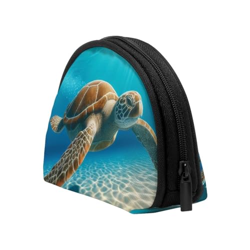 Portable Coin Purse Turtle-Swimming-Sea Mini Zippered Money Pouch Card Holder4