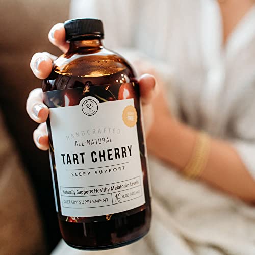 Rowe Casa Organics Tart Cherry Organic Sleep Support with Valerian Root and Chamomile, Naturally Supports Sleep Cycle Regulation and Muscle Recovery, 16 FL OZ