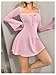 WDIRARA Women's Bell Long Mini Dress Bow Front Square Neck A Line Knit Dresses XS Pink