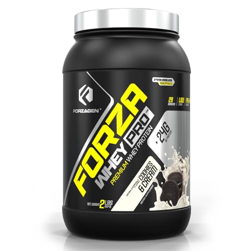 Forzagen Whey PRO Low Carb Protein Powder | 24g of Protein per Serving, Low-Sugar, Premium Whey for Shakes & Mixes for Men & Women, BCAA | Cookies & Cream, 2 lbs. (28 Servings)