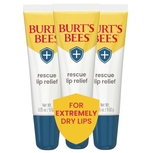 Burts Bees Rescue Lip Relief Honey Vanilla Hydrating Lip Balm for Dry Cracked Lips with Responsbily Sourced Beeswax Shea Butter and Echinacea 100 Percent Natural Origin 0.35 oz. Squeezy Tube