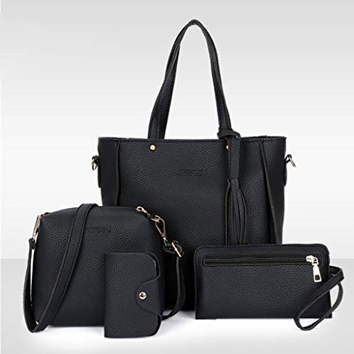 Baoblaze 4PACK Bolsa De Couro Feminina Bolsa De Ombro Bolsa Bolsa Titular De Cartão Conjunto De Saco