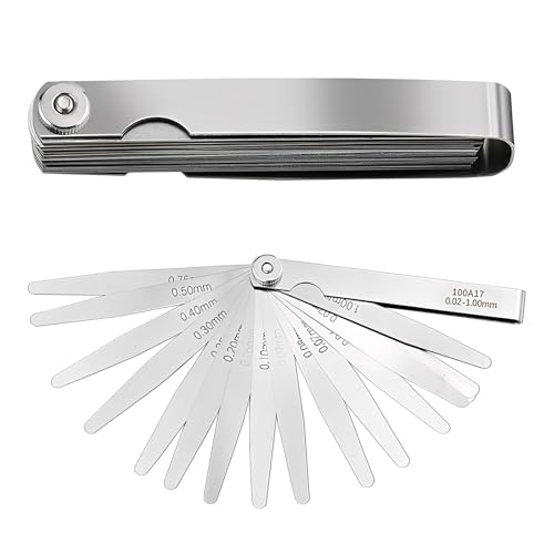 JYNXOR Jeux de Cale Soupape,17 Lames Jeux de Cale Soupape,0.02-1.00 mm Jauge D'épaisseur Pliante,Jeu Cales Soupape en Acier Inoxydable de PréCision,pour...
