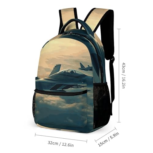 Aircraft Fighter Jets Backpack for Women Men Lightweight Waterproof Backpack Set With Lunch Box Pencil Case Travel Laptop Backpack Casual Daypacks, Style2