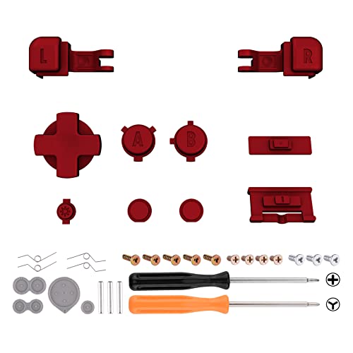 Image of eXtremeRate Scarlet Red Custom Full Set Buttons for Gameboy Advance SP, Replacement A B L R Button Power On Off Volume Button D-pad Key for GBA SP Console - Console NOT Included