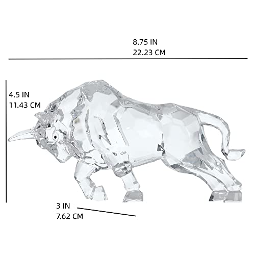 Hozuso Acrylic Wall Street Bull Statue Fengshui Bull Figurine Stock Market Acrylic Lucky Sculpture Home Office Desk Decorative Ornament #TOP3