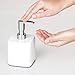 mDesign Compact Square Metal Soap Dispenser for Bathroom - Liquid Soap Pump Bottle for Countertop and Kitchen Sink - Holds Hand Soap, Dish Soap, Lotion, Essential Oil - Unity Collection - White