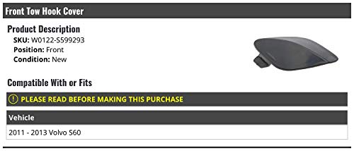 Marketplace Auto Parts Front Tow Hook Cover - Compatible with 2011-2013 Volvo S60