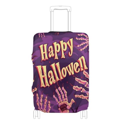 senya Travel Luggage Cover Suitcase Protector Halloween Purple Scary Hand Bones Washable Baggage Covers Fits 29-32 Inch Luggage