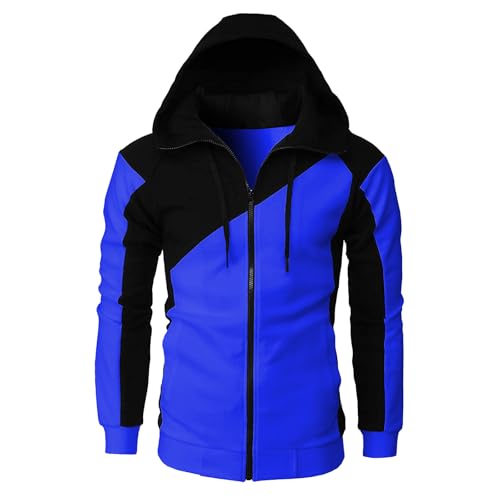 Men's Casual Hoodies Slim Fit Fleece Sweatshirt Jackets Patchwork Long Sleeve Full Zip Up Hooded Sweatshirts Sportswear2