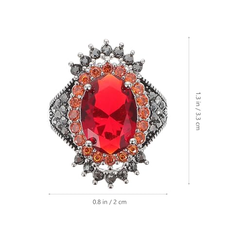 CHILDWEET Bague Fantaisie Femme en Argenté Thaï Grosse Pierre Rouge Réglable, Anneau Décoratif Vintage pour Différentes Occasions et Cadeaux, Taille Ouverte Ajustable, Bijou Chic – vue 2
