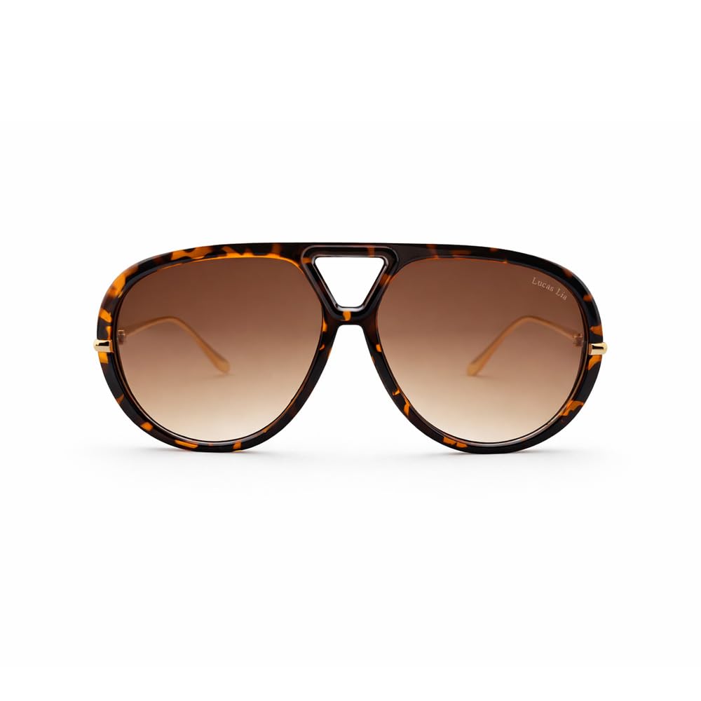 Lucas Lia Retro Round Sunglasses – Vintage Gold Metal & Tortoise Shell Circular Frame, Brown Gradient Lens, Steampunk Inspired Boho Eyewear-image-29
