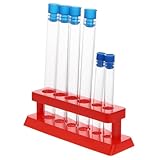 NOLITOY Plastik Reagenzgläser mit Deckeln und Ständer Wissenschaftliches Experiment Zubehör Transparent Vielseitig für Labor Schule Aufbewahrung und Kinderforschung Zufällige Farbe