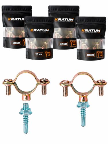 KRATUM Kit de abrazaderas para superficies metálicas con tornillo M6 – Acero zincado – Fijación sobre chapa, perfilería, panel sándwich y conductos HVAC – Varias medidas (Pack Variado)