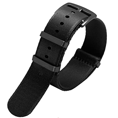 Bracelet de montre nylon 22mm noir de rechange pour Seiko et Mido