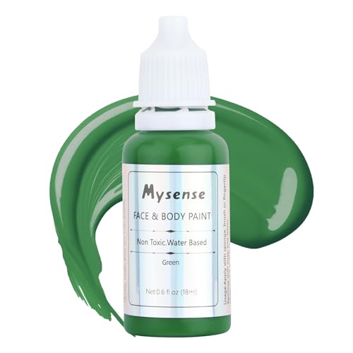 Mysense Green Face Body Paint,Halloween Elphaba Witch Costume Gamora Hulk Cosplay Makeup,St Patricks Day Face Paint Makeup Accessories for Adults and Children,0.6oz