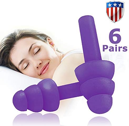 Ear Plugs 6 Pairs Noise Cancelling Reusable Earplugs for Sleeping and Swimming; Soft and Comfortable for Shooting Hearing Protection Noise Reduction with Carry Case