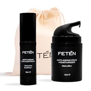 FETEN Crema Antiarrugas y Contorno de Ojos para Hombre – Pack Regalo Cremas Antiedad Hombre, Rutina Cuidado Facial BÃ¡sico, Men Skincare Set, Estuche de CosmÃ©tica para Regalar