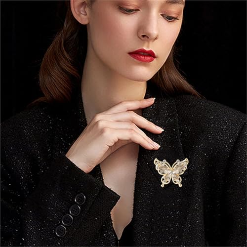 Image of coadipress Butterfly Brooch Pins Chic Romantic Elegant Rhinestone Crystal Insect Brooch Pin Women Corsage Scarf Shawl Clothing Accessories Wedding Party Banquet