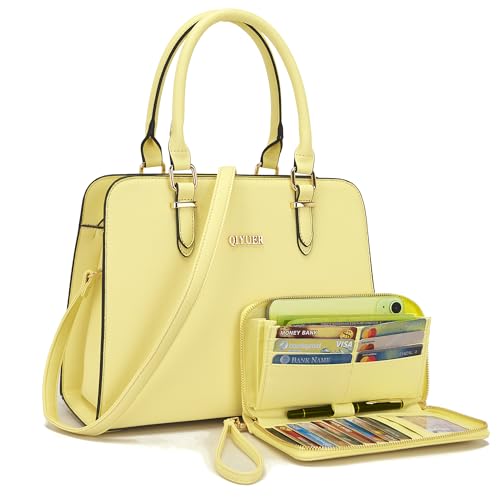 Image of Qiyuer Satchel Purses For Women Handbag And Wallet Set Tote Bag | Premium Vegan Leather,Matching Wallet,RFID Blocking,Work,Casual