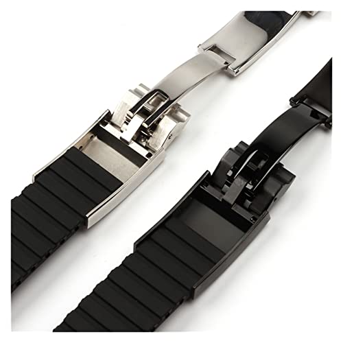 ZHANGUO 20 mm 21 mm zwart rubberen siliconen horlogeband compatibel met Rolex Watch -riem DIEPE ZEE Daytona Submariner GMT Vouwing Buckle Watch -accessoires - Afbeelding 7