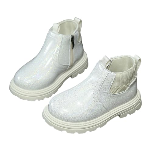 Botas para niña, botines para niña con cremallera lateral, botines para niños, elegantes, botas medias, suela de perfil, botines gruesos antideslizantes, resistentes al agua, botas de invierno