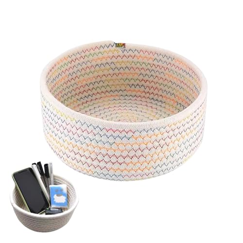 Cestini Portaoggetti Intrecciato in Corda di Cotone Cesta Giochi Bambini Cesta Porta Oggetti Cesto Portaoggetti Intrecciato Cestini Portaoggetti Tessuto Cestino Portaoggetti per Cameretta 20×9CM