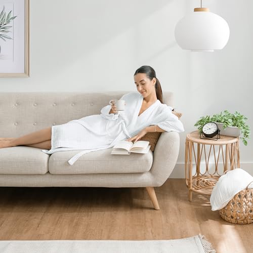 Comfy Cubs 100% Cotton Muslin Bathrobe - 4-Layer Absorbent Robe with Pockets & Belt for Bath, Spa, or Lounging2