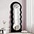 Dewfig Full Length Mirror, 63" x 24"Irregular Wavy Mirror, Large Floor Length Mirror Wall Mounted, Standing Wavy Mirror with Flannel Wrapped Wooden Frame for Bedroom/Living Room, Black