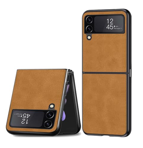 Coque Samsung Z Flip 4 fine en suédine brune pour vous accompagner partout
