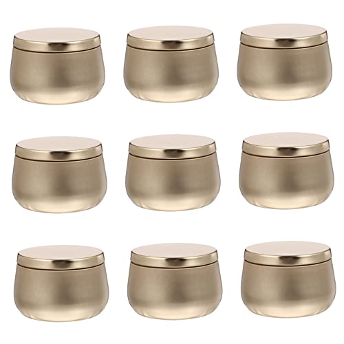 WEKADRIN 1 Juego Tarro De Vela Bandeja Dulce Reserva Moneda Latas De Velas Con Tapa Jewelry Organizer Organizador Bisuteria Lata De Lata De Vela Lata De Te Hojalata Golden 9 Piezas