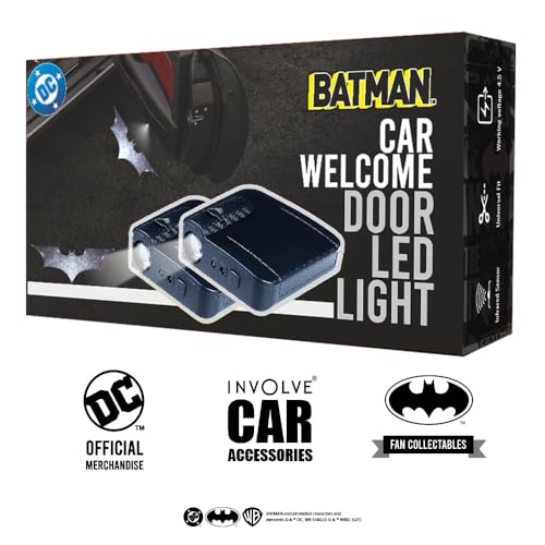 Image of Involve DC Batman Begin Logo Projector LED Car Door Light -Set of 2 Pcs - Wireless Welcome Light with Shadow Ghost Logo | Official Licensed DC Merchandise from Warner Bros | Car Accessories 2025