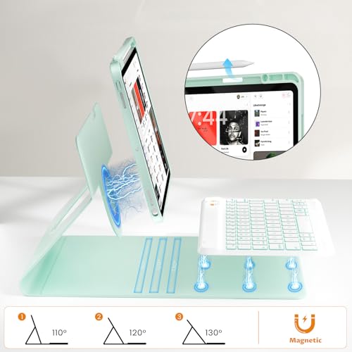 Image of OYEEICE Keyboard Case for iPad Air 5th /4th Pro 11 inch | 7-Color Backlit Detachable Wireless Keyboard Case with Pencil Holder, 360 Rotatable, Pro 4th /3rd /2nd /1st Gen