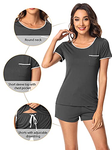 Image of WiWi Viscose from Bamboo Pajamas Set for Women Super Soft Short Sleeve Cooling Summer Plus Size Pjs Sets Sleepwear S-4X