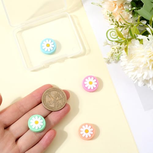 Image of GORGECRAFT 4 Colors Daisy Silicone Thumb Grip Caps Flower Joystick Cap Button Caps Analog Stick Protective Cover Compatible with Switch OLED Lite Console for Controller