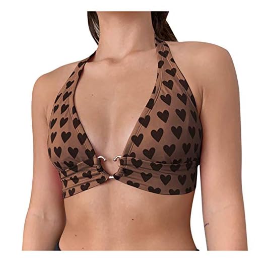 Cocila Damen Neckholder Top, Sexy Rückenloses BH Tank Top, Fashion Y2K Crop Tops 90s Sommer Kurze Weste Oberteile Teenager Mädchen Strandbluse