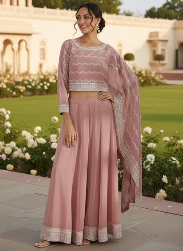Image of Libas Art Embroidered Georgette Co-ord Set | Ethnic Wear |Wedding Dress | Ocassion Wear