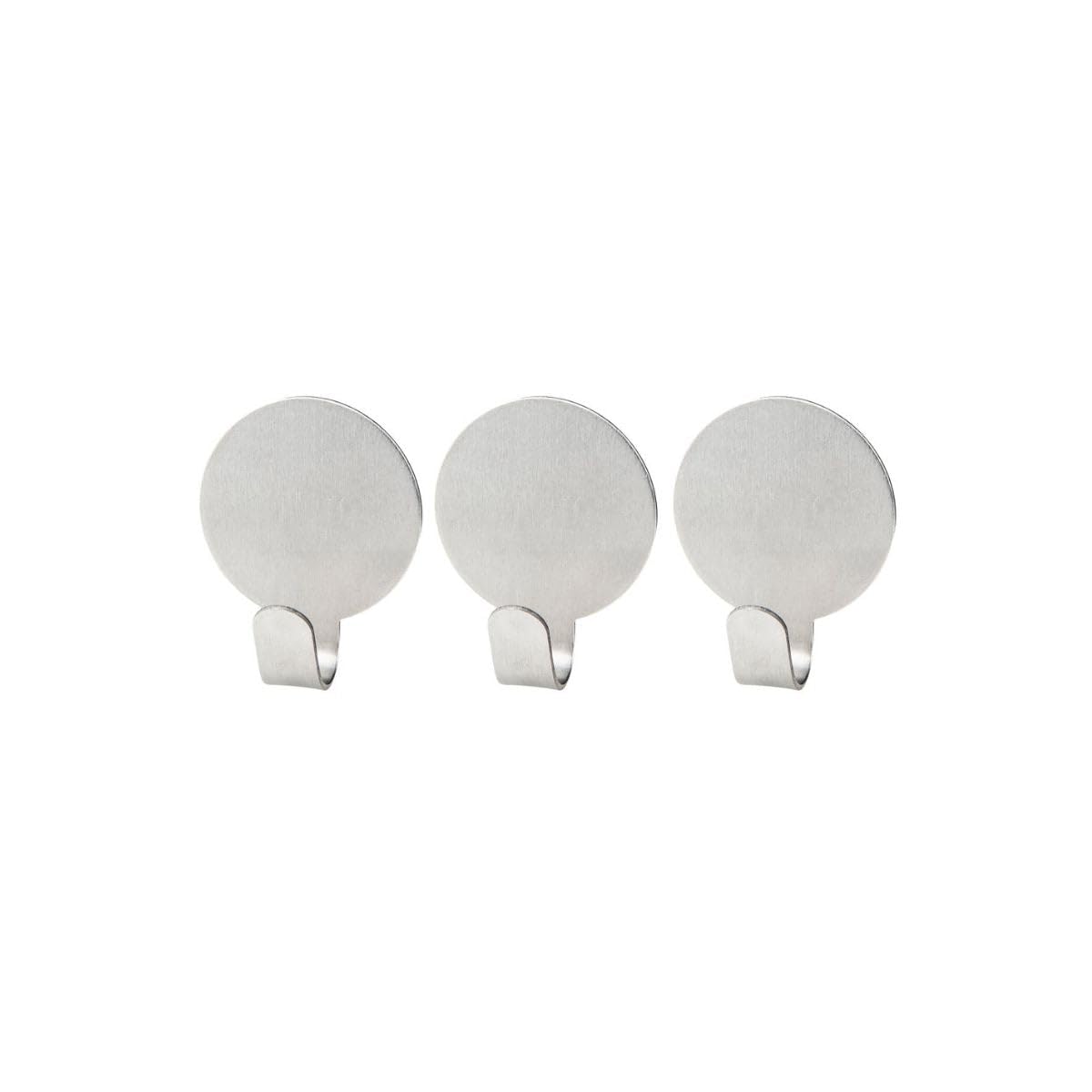 Fackelmann Adhesive Hooks Set Round 1,5x1in 3 Pieces of Stainless Steel, Silver