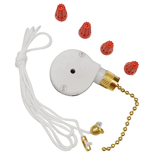 Image of Zing Ear ZE-208s 3 Speed 4 Wire Ceiling Fan Pull Chain Switch Speed Controller - Brass Finish