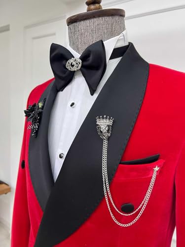 Men's Velvet Blazer Shawl Lapel Double Breasted Buttons Suit Jacket for Leisure/Dinner/Groom2