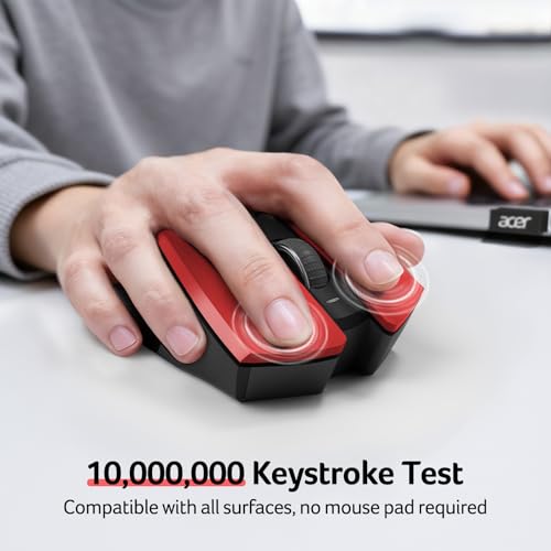 acer Maus Kabellos, 2.4GHz 1600 DPI Funkmaus, 3 Einstellbare DPI Wireless Mouse mit 6 Tasten, Batteriebetriebene Kabellose Maus für Laptop, PC und MacBook, Empfohlen für Rechtshänder-Rot – Bild 3