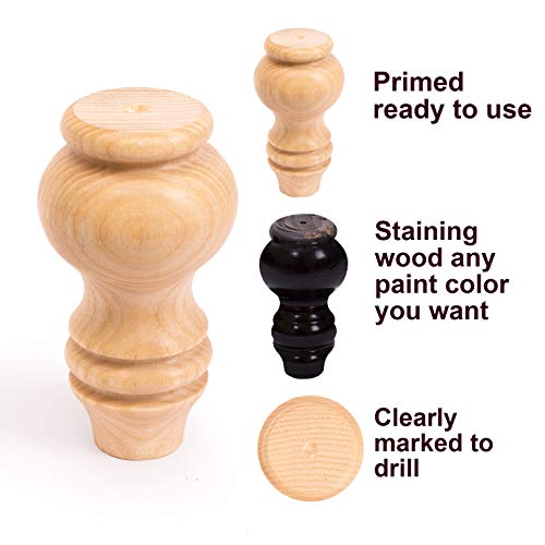 Decorluxes Bun Feet For Furniture Set Of 4 Kallax Legs Short Table Legs Couch Sofa Coffee Table Legs Dresser Legs | No Hardware (5 In) #TOP2