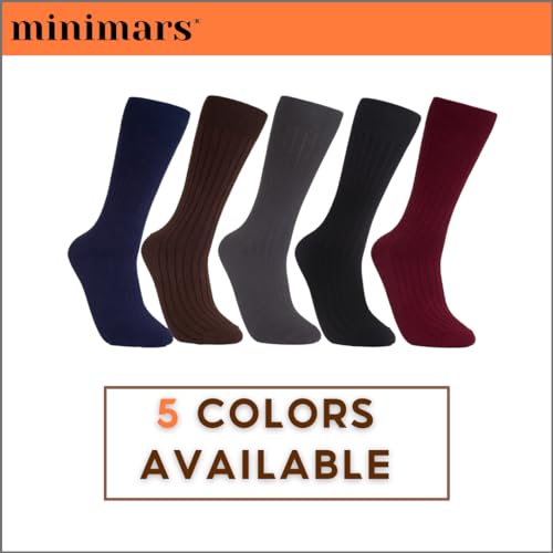 Men’s Standard Colorful Ribbed Crew Socks, Lightweight Thin, Soft Cotton, Ultra Stretch (5 Pairs, Size 6-10)2