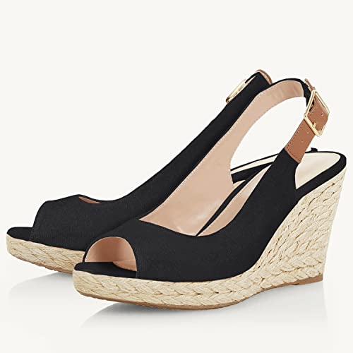 Juliet Holy Womens Ankle Strap Espadrille Wedges Round Open Toe Platform Slingback Slip on Peep Toe Sandals Comfort Summer Shoes3