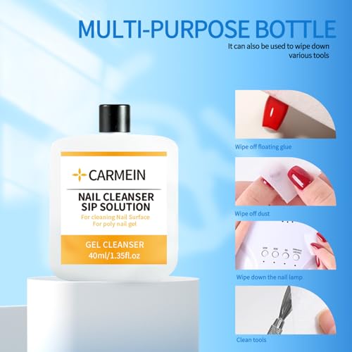 Image of Poly Gel Slip Solution & Nail Cleaner - Professional Polyester Nail Gel Surface Cleaner for Nail Care (3pcs)40ml /1.35 fl oz