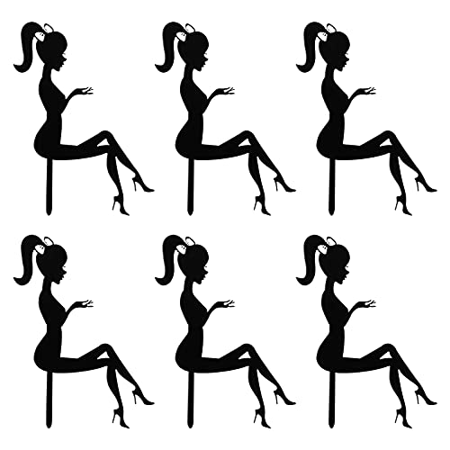 YARNOW 6 Stück High Heel Girl Cake Topper Zarte Acryl Kuchen Picks Tischkuchen Dekorationen für Cupcake Party Dessert (Schwarz) Cover