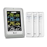 Termómetro inalámbrico para interiores y exteriores con 3 sensores, pantalla de 4.5 pulgadas, alcance de 100 m y retroiluminación Ajustable 02