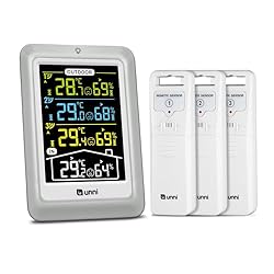 Termómetro inalámbrico para interiores y exteriore...: [MEDIDOR DE TEMPERATURA Y HUMEDAD DE ALTA PRECISIÓN] Precalibramos el sensor para que sea extremadamente preciso. El rango de temperatura interior es de 9.9 ºC ~ 50 ºC (14.2 ºF ~ 122 ºF), el rango de temperatura exterior es de -40 ºC ~ 70 ºC (-40 ºF ...